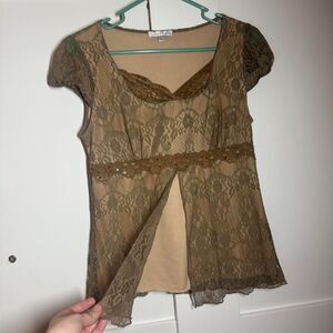 Moa-moa Women's Brown and Khaki Blouse